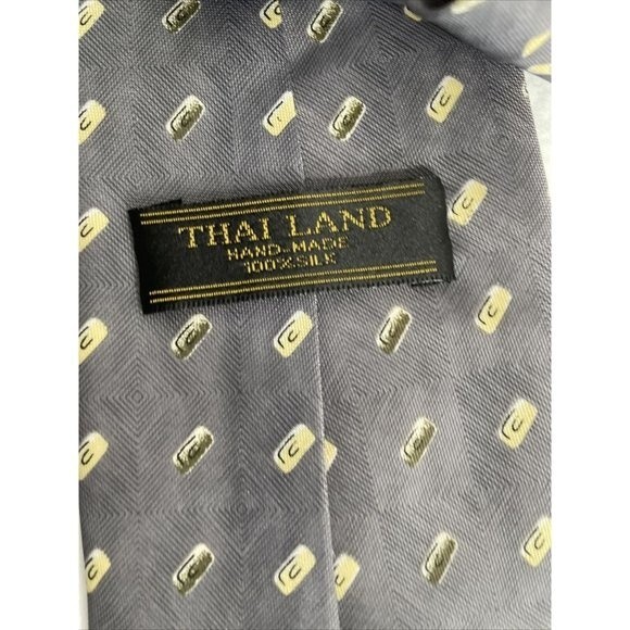 Men's Tie from Thai Land Gray/White Hand Made 100% Silk - Picture 7 of 10